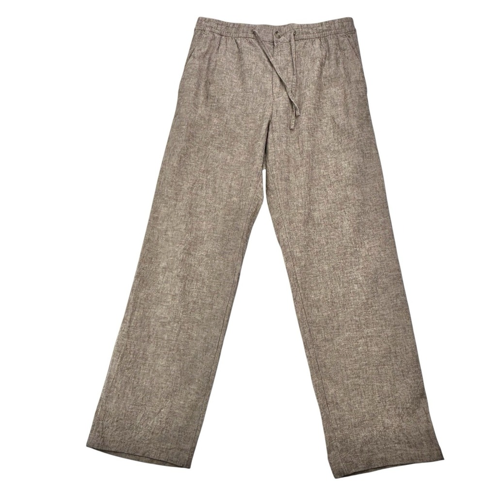 H&M Men's Linen & Cotton Brown Drawstring Elastic Waist Pants Pockets Sz Small
